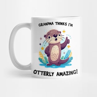 Otter Lover Shirt, Toddler Gift, Cute Otter Baby T-Shirt, Grandma Thinks I'm Otterly Amazing. Boy/Girl Tee. Funny Otter Shirt Mug